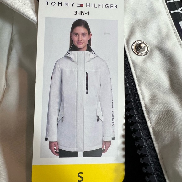 New Tommy Hilfiger Women’s White Navy 3-in-1 Winter Coat w/ Liner Size Small P18 - Picture 3 of 14